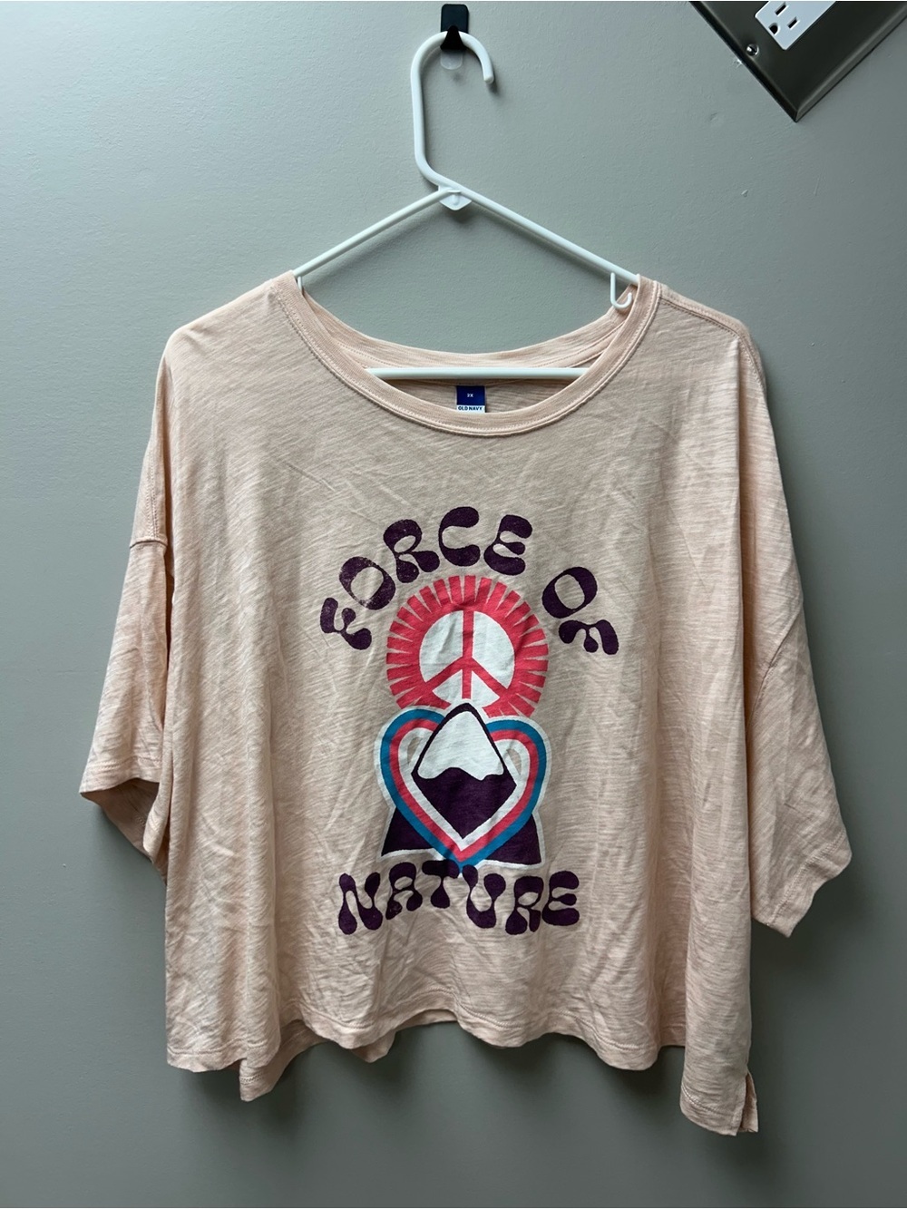 Old Navy Women’s Blush Pink “Force of Nature” Boxy Crop Tee